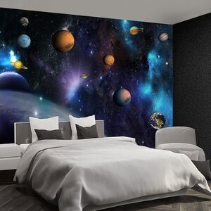 Galaxy Wall Mural Wallpaper with Planets